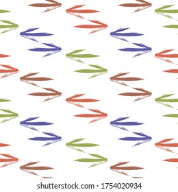 Abstract, stylized fir tree seamless background. Texture with tribal indian hand drawn arrows. Native american background design.