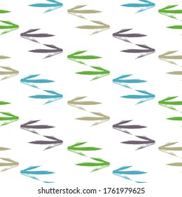 Abstract, stylized fir tree seamless background. Red, green and yellow dominate. Native american background design.