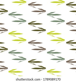 Abstract, stylized fir tree seamless background. Red, green and yellow dominate. Native american background design.