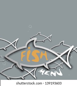 abstract stylized fish menu for restaurant background