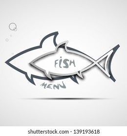 abstract stylized fish menu for restaurant background