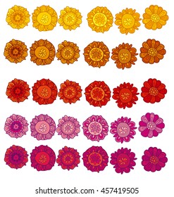 abstract stylized floral. decorative stylized marigold flower vector illustration. decorative autumn peasant Ukrainian flower set 