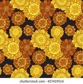 abstract stylized floral. decorative stylized marigold flower vector illustration. seamless pattern of decorative rustic autumn bright floral