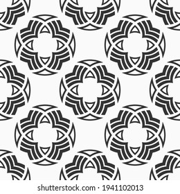Abstract stylized floral seamless pattern. Repeating geometric ornament. Modern stylish texture. Vector monochrome background.
