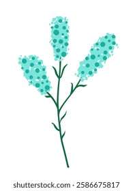 Abstract stylized flower with teal polka dot clusters, perfect for nature-inspired designs, branding, or decorative elements. Vector illustration