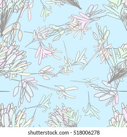 abstract stylized flowers simple seamless pattern in vector