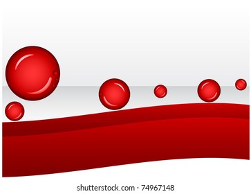 Abstract stylized frame consisting of glass spheres and red tape