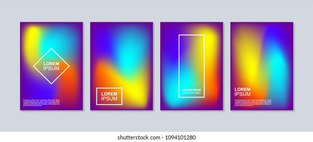 Abstract stylized holographic fluid poster design template. With various shape and color. Liquid color shapes for composition backgrounds.