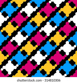 Abstract stylized hounds tooth geometric background, modern seamless pattern, retro  creative ornament, colorful vector wallpaper, wrapping paper, 1950s, 1960s, 1980s, 1970s fashion style for design