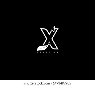 abstract stylized linear curve flourishes monogram X logo