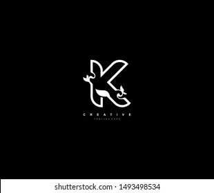 abstract stylized linear curve flourishes monogram K logo