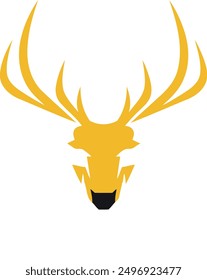 Abstract, stylized logo design featuring a yellow deer head with antlers