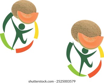 Abstractas persona estilizada celebrando con un melón en un concepto de estilo de vida saludable