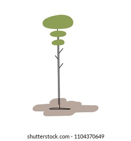 Abstract stylized pine tree. Hand drawn icon isolated on white. Vector illustration.