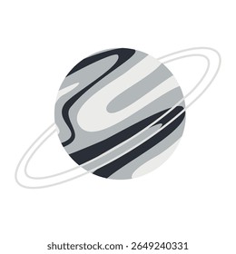 Abstract stylized planet with rings clip art illustration