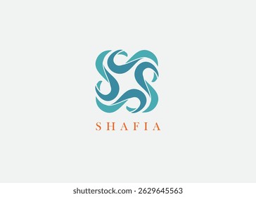 Abstract stylized plant with water drop logo design vector illustration
