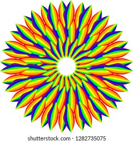 Abstract stylized rainbow frame. Round decorative ornament design. Vector illustration.