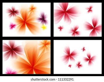 Abstract stylized red vector flowers set.
