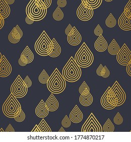 fondo retro estilizado abstracto con caídas de lluvia dorada diseño de patrones sin fisuras