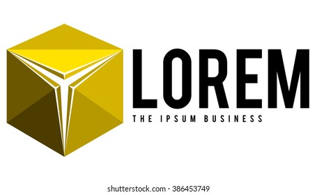 Abstract, stylized robot face, geometric shape, vector logo template