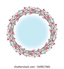 Abstract stylized roses frame. Vector flowers background. Floral decorative illustration in modern style.