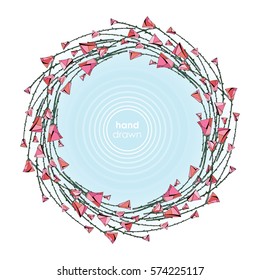 Abstract stylized roses frame. Vector flowers background. Floral decorative illustration in modern style.