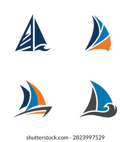 Abstract and stylized sailboat logos featuring various designs suitable for nautical businesses or branding projects.