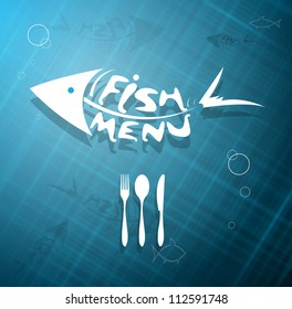 Abstract Stylized Scaled Fish Menu For Restaurant