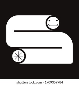 Símbolo abstracto estilizado de serpiente en la forma de la letra S. Elemento de animal vector decorativo con una sonrisa aislada sobre fondo negro. Perfecto para la animación web agregar conceptos de medios sociales, marca