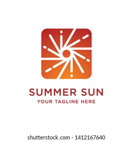 abstract stylized summer sun icon. Vector logo template. 