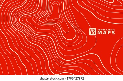 Abstract stylized topographic contour elevation in lines and contours. Modern style. The concept of a conditional geographic scheme and terrain trails. Vector illustration.