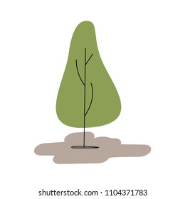 Abstract stylized tree. Hand drawn icon isolated on white. Vector illustration.