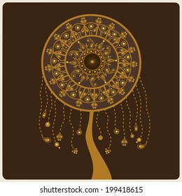 Abstract stylized tree on brown background
