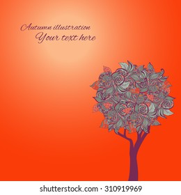 Abstract stylized tree. Vector illustration for cards. Autumn background.