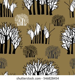 Abstract stylized trees. Natural view of silhouettes.