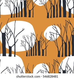 Abstract stylized trees. Natural view of silhouettes.