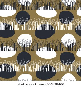 Abstract stylized trees. Natural view of silhouettes.