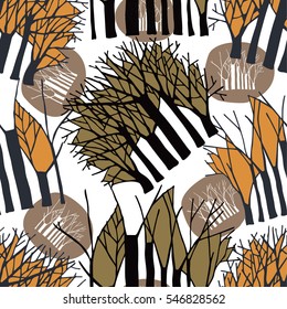 Abstract stylized trees. Natural view of silhouettes.