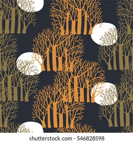 Abstract stylized trees. Natural view of silhouettes.