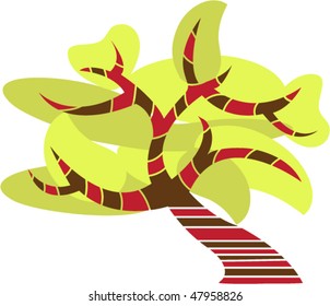 Abstract stylized trunk with leaves