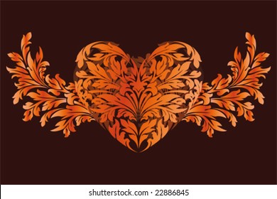 Abstract Stylized Valentine's Day Heart with wing