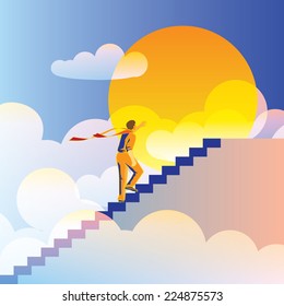 Abstract, stylized vector composition stairway to heaven