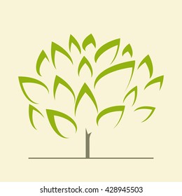 Abstract stylized vector green tree - icon sign symbol