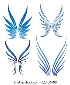 abstract stylized vector wings set