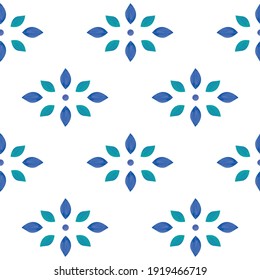 Abstract stylized wildflower blossom seamless pattern vector background. Beautiful floral backdrop of borage flower petals with painterly watercolor effect. Simple botanical all over print for summer