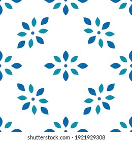 Abstract stylized wildflower blossom seamless pattern vector background. Beautiful floral backdrop of borage flower petals with painterly watercolor effect. Simple botanical all over print for summer