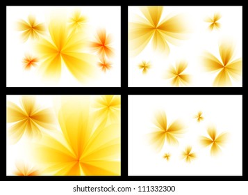 Abstract stylized yellow vector flowers set.