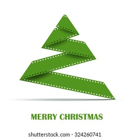 Abstract Stylizes Christmas Tree made from Film Strip . Design Template Background for Greeting Card