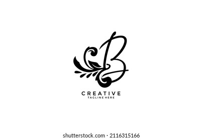 Abstract Stylsih Artistic Floral Monogram B Logo