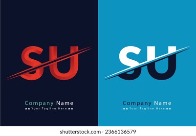 Abstract SU letter logo design template. Vector Logo Illustration.